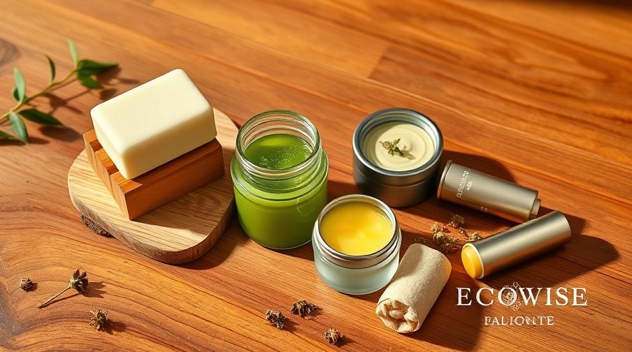 A collection of beautifully lit zero waste beauty products.