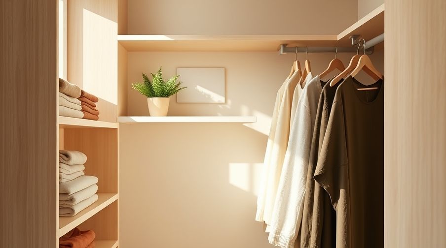 A well-organized closet exemplifying sustainable fashion principles.