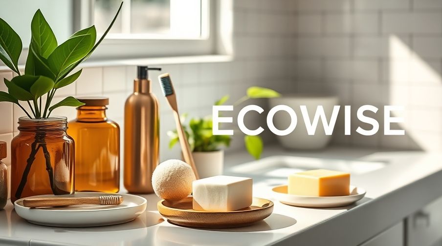 A real-life example of a successful zero waste personal care setup on a bathroom counter.