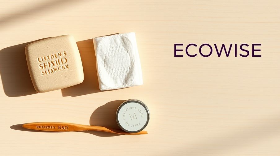 A flat lay collage of zero waste beauty products.