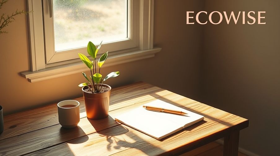 A minimalist workspace showing how to start zero waste living with organized, reusable items.