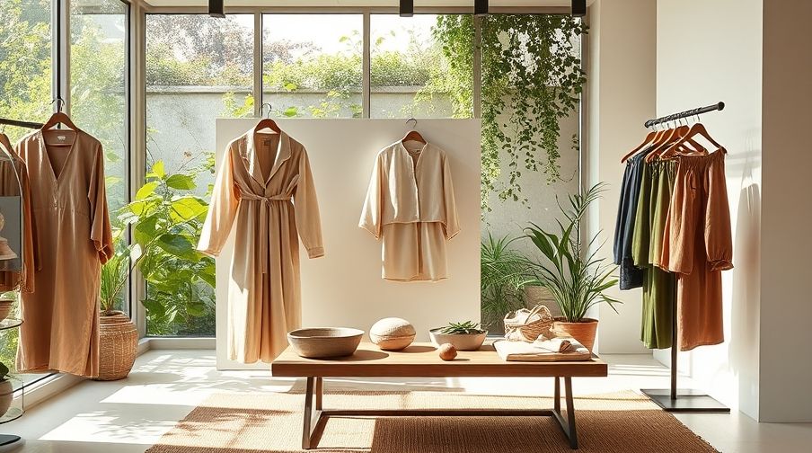 A minimalist showroom focused on sustainable fashion.