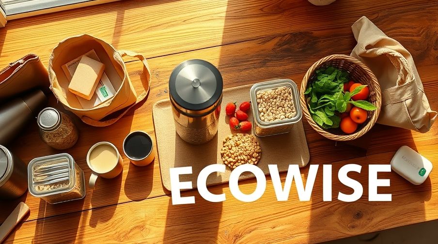 A top-down view of items to help reduce plastic at home.